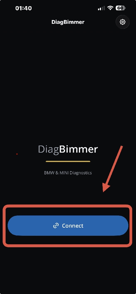 DiagBimmer OBD2 Uygulama Bağlantı Ekranı