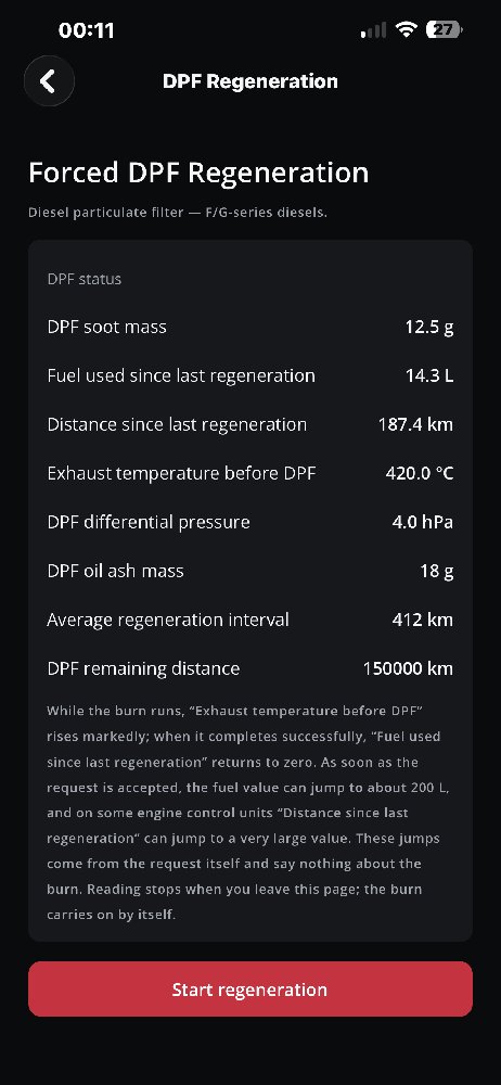 BMW DPF Canlı Kurum Kütlesi ve Egzoz Sıcaklığı Okuma