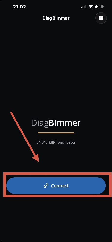 DiagBimmer app Connect screen for BMW Transport Mode